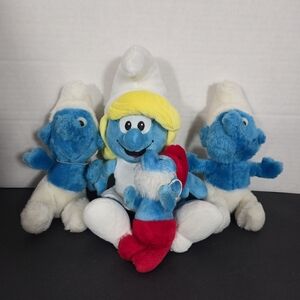 Smurf Plush Lot Of 4 Vintage
